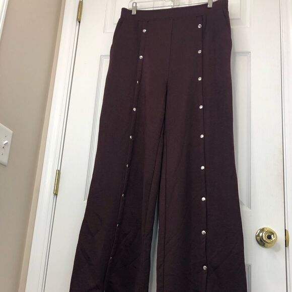 T by Alexander Wang burgundy red snap front jogger pants with pockets - Picture 2 of 16
